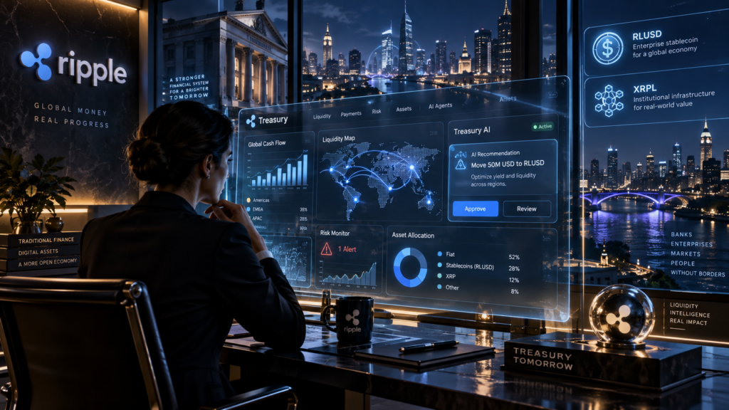 Futuristic Ripple Treasury Control Room